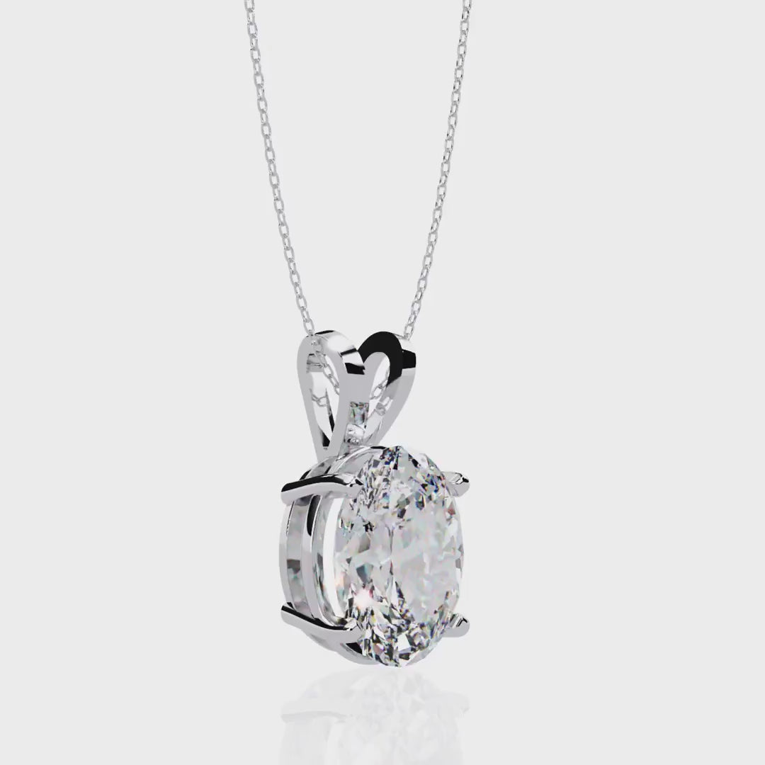 Oval Cut Diamond Solitaire Pendant in Gold