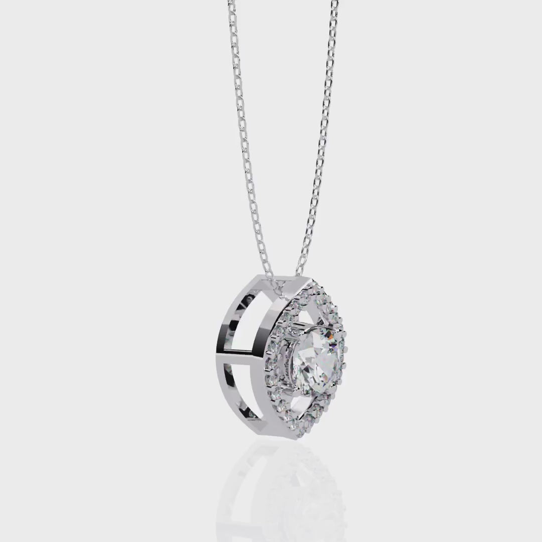 Sunbeam Gold Marquise Diamond Halo Pendant