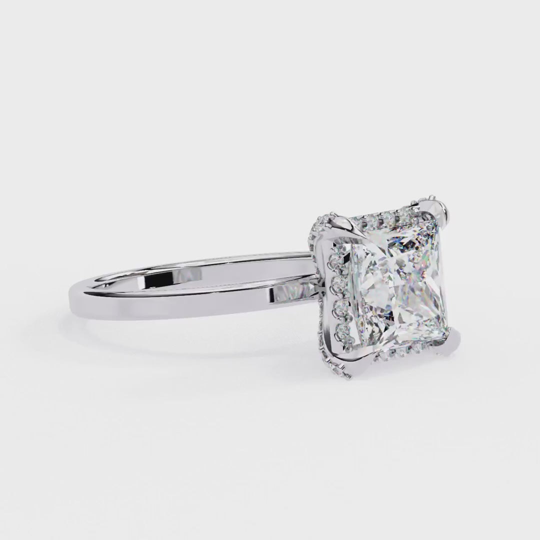 Lab grown princess diamond engagement ring