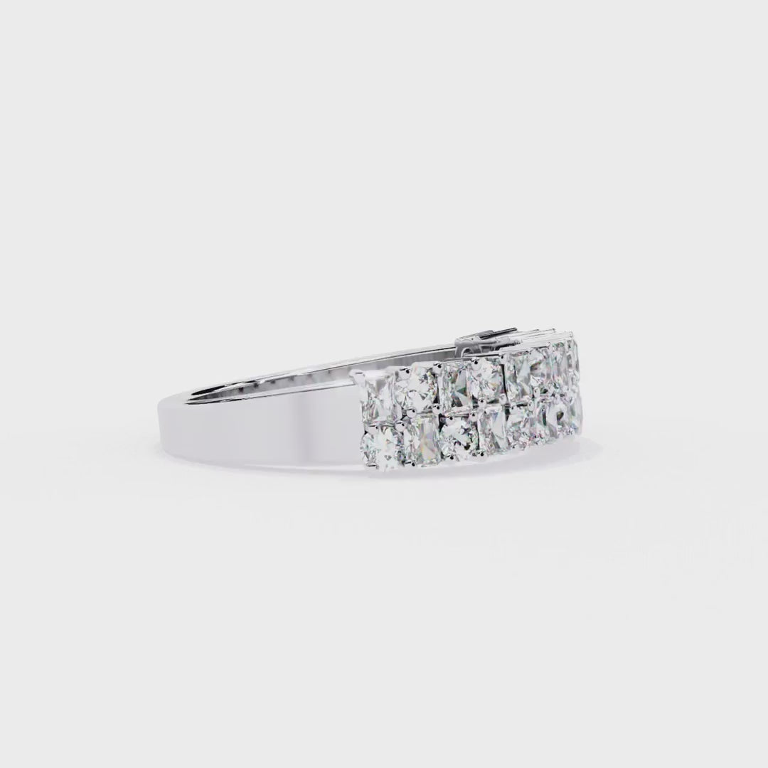 Two-Row Mixed Cut Diamond Half-Eternity Band in Gold