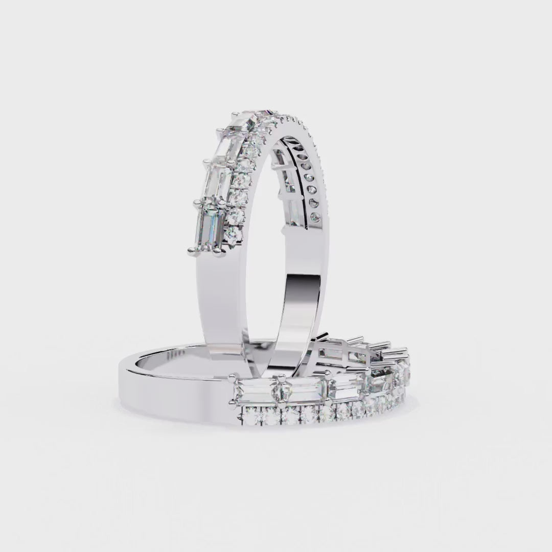 Stacked Diamond Half Eternity Band in White Gold