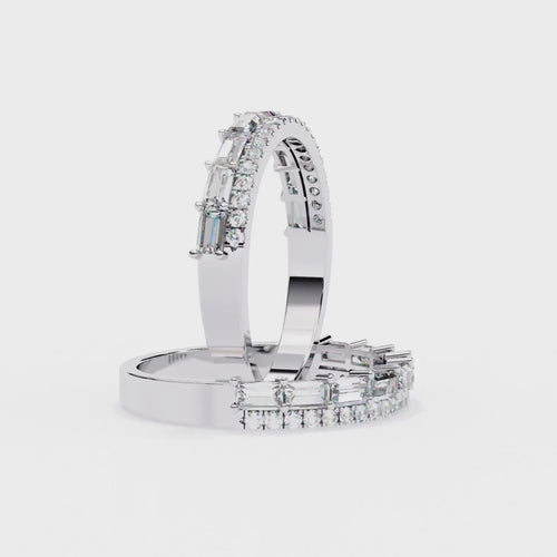 Stacked Diamond Half Eternity Band in White Gold