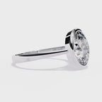 Bezel Floating Oval Solitaire Diamond Ring