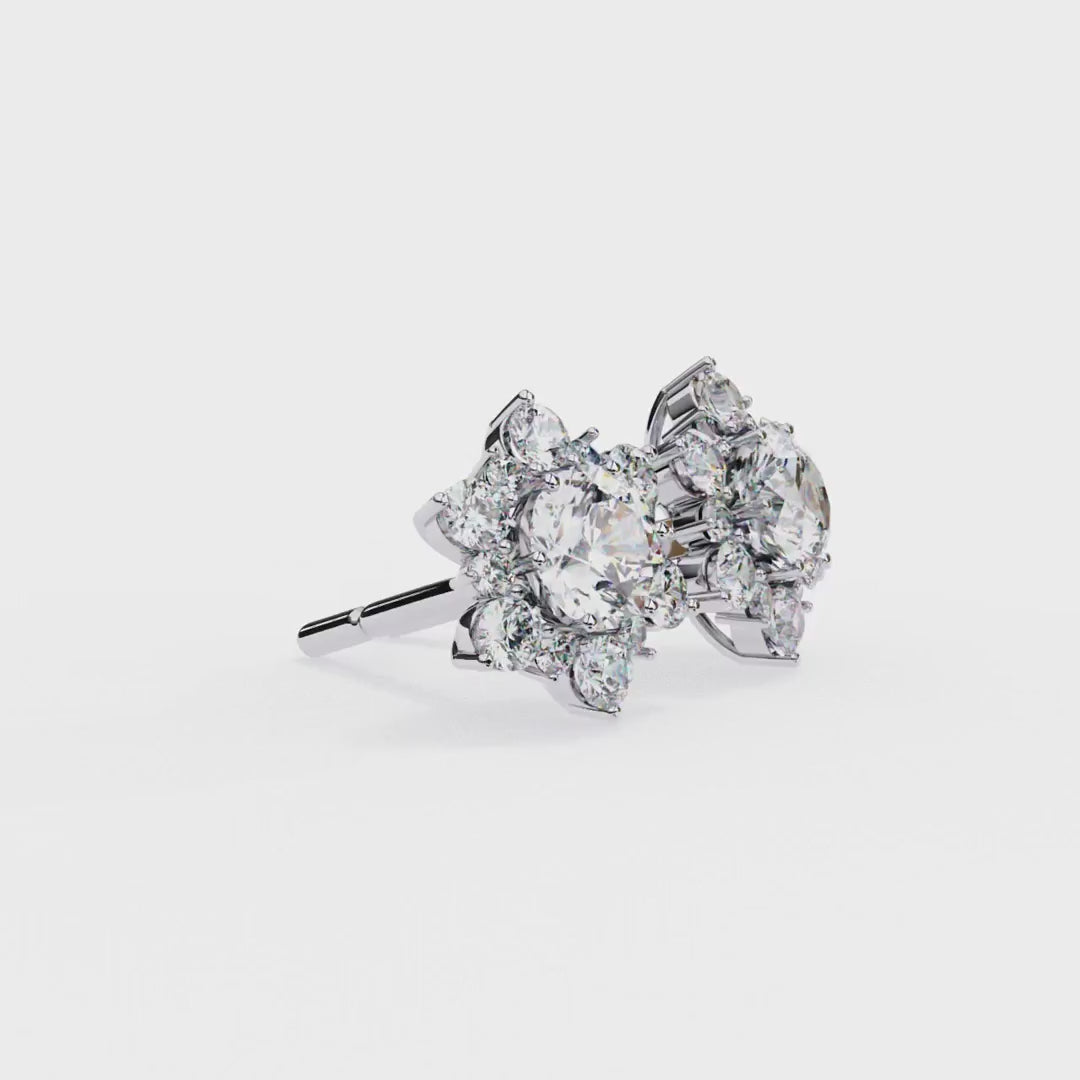 Floral Diamond Stud Earrings
