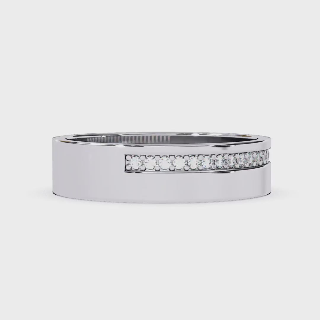 Grooved Diamond Wedding Band