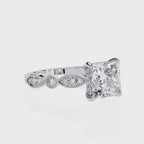 Princess-cut diamond ring in Milgrain Cathedral setting