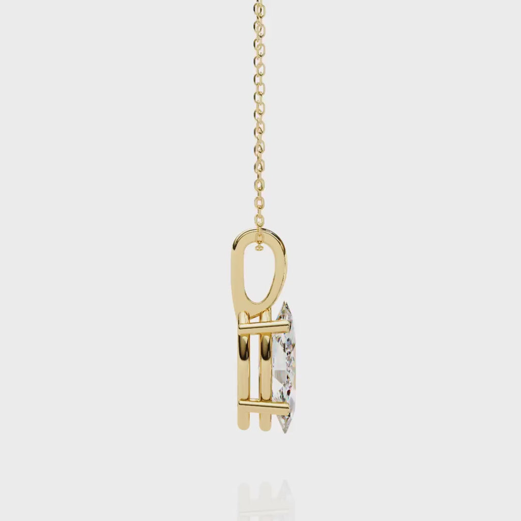 Luxurious Gold Marquise-Cut Diamond Solitaire Pendant Necklace