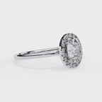 Oval cut diamond halo engagement ring