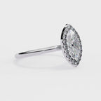 Marquise cut diamond halo engagement ring