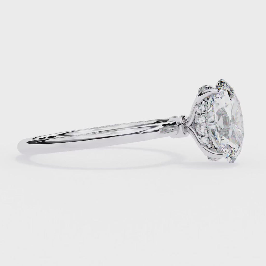 Oval Cut Diamond with Hidden Halo Solitaire Ring in Gold