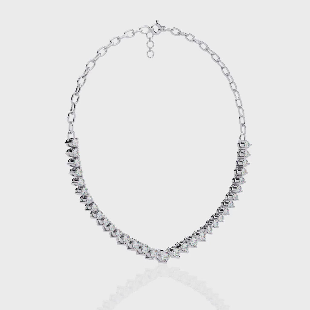 Elegant Round Diamond Drop Tennis Necklace in Gold