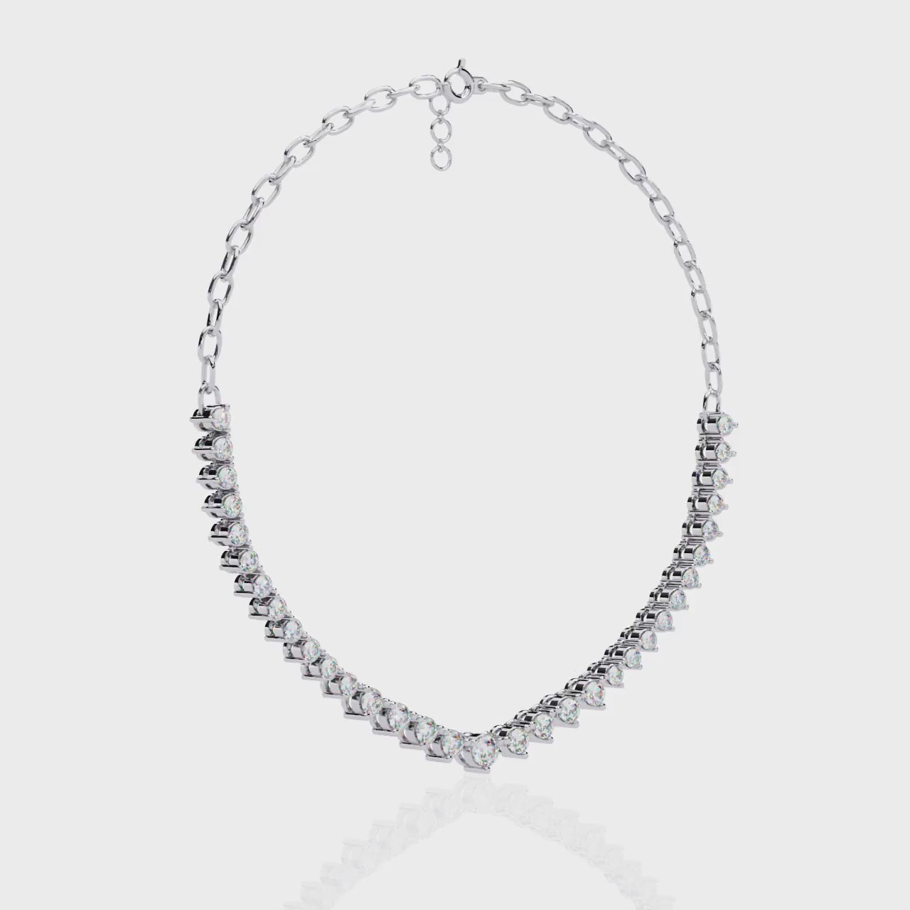 Elegant Round Diamond Drop Tennis Necklace in Gold