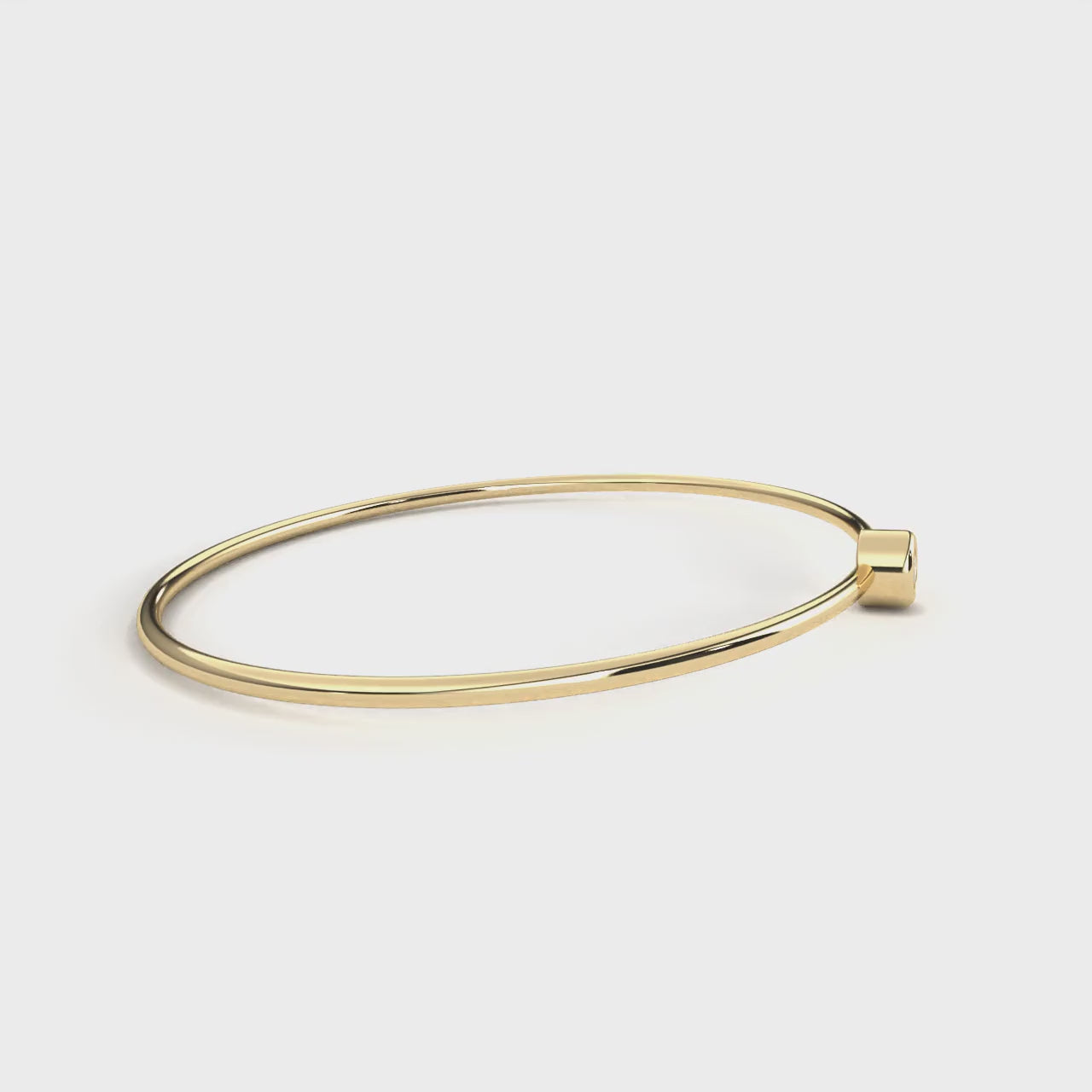 Minimal gold bangle with round diamond
