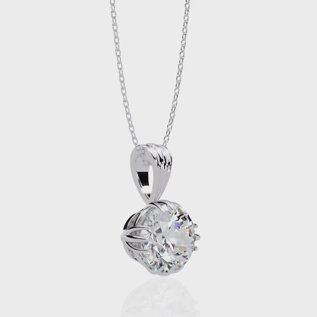 Sculpted Bail Round Diamond Solitaire Pendant in Gold
