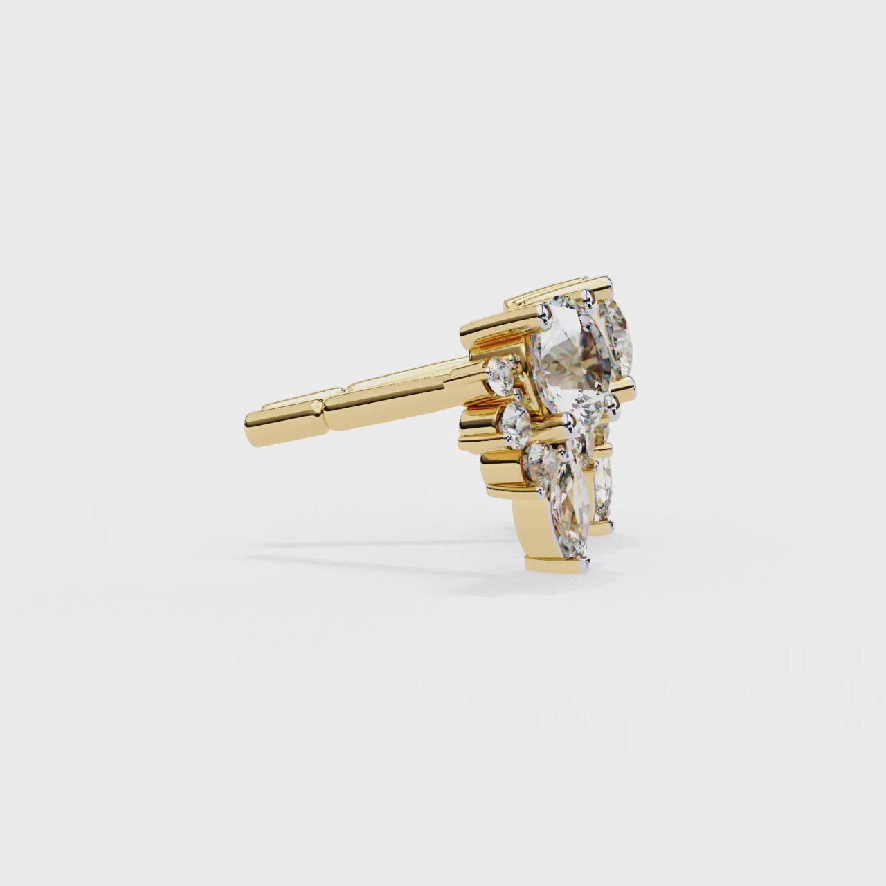 Diamond stud earrings with classic floral pattern