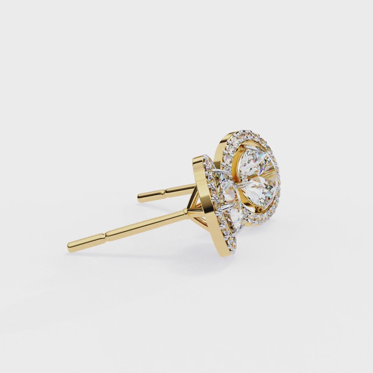 Round halo diamond stud earrings