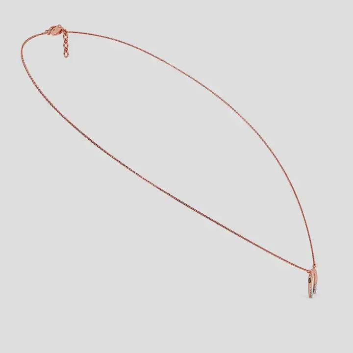 Rose Gold necklace with a unique diamond pendant on a white background