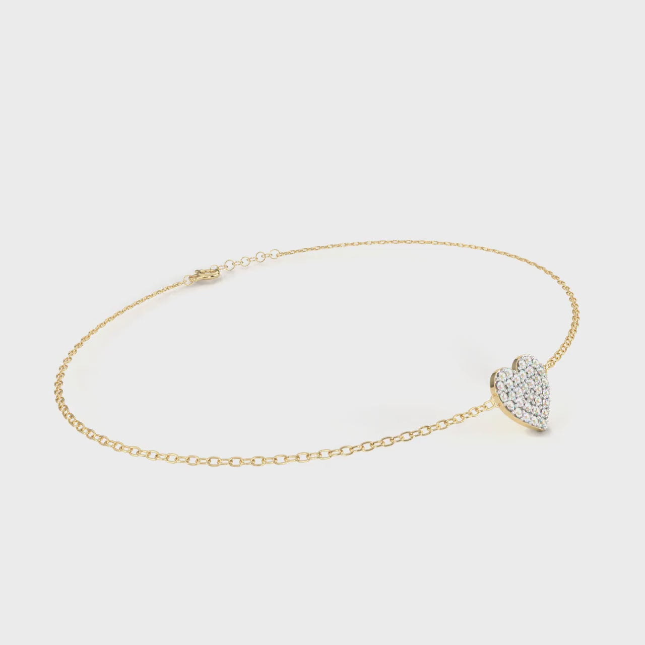 Heart diamond bracelet with dainty chain pattern