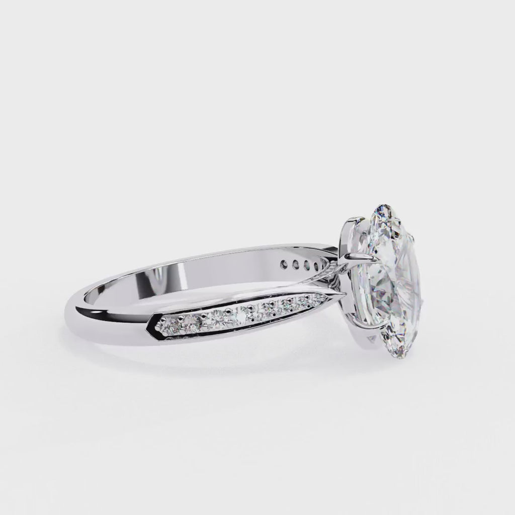 Lab grown oval shape diamond ring