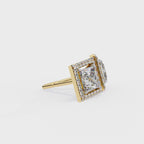 Affordable square diamond halo stud earrings
