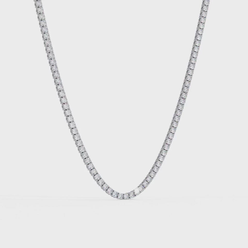 Round Diamond Tennis Necklace on white background