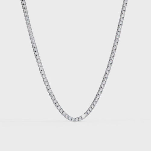 Round Diamond Tennis Necklace on white background