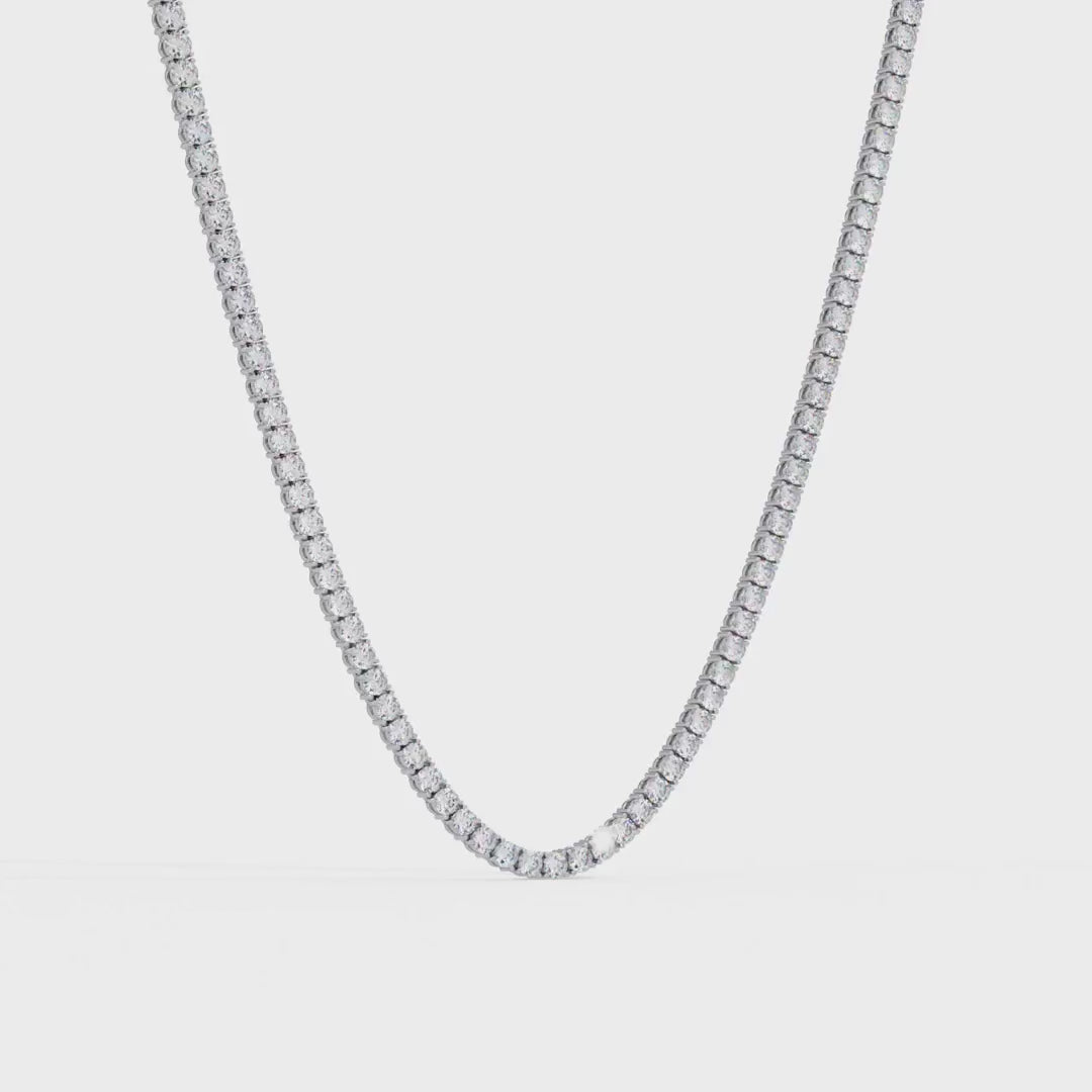 Round Diamond Tennis Necklace on white background