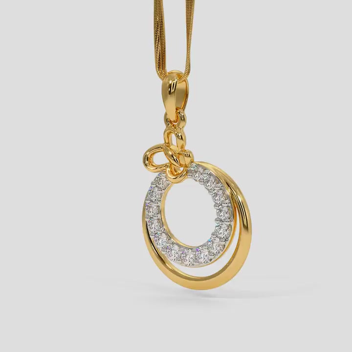 Interlocking Circle Pave Diamond Pendant in Gold