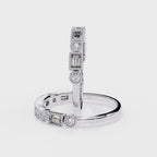 Geometric Baguette and Round Diamond Band Ring