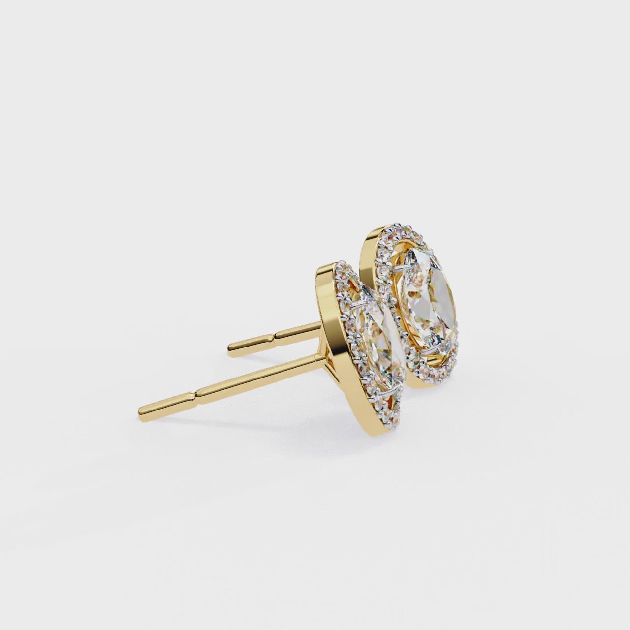 Affordable Oval shaped diamond halo stud earrings