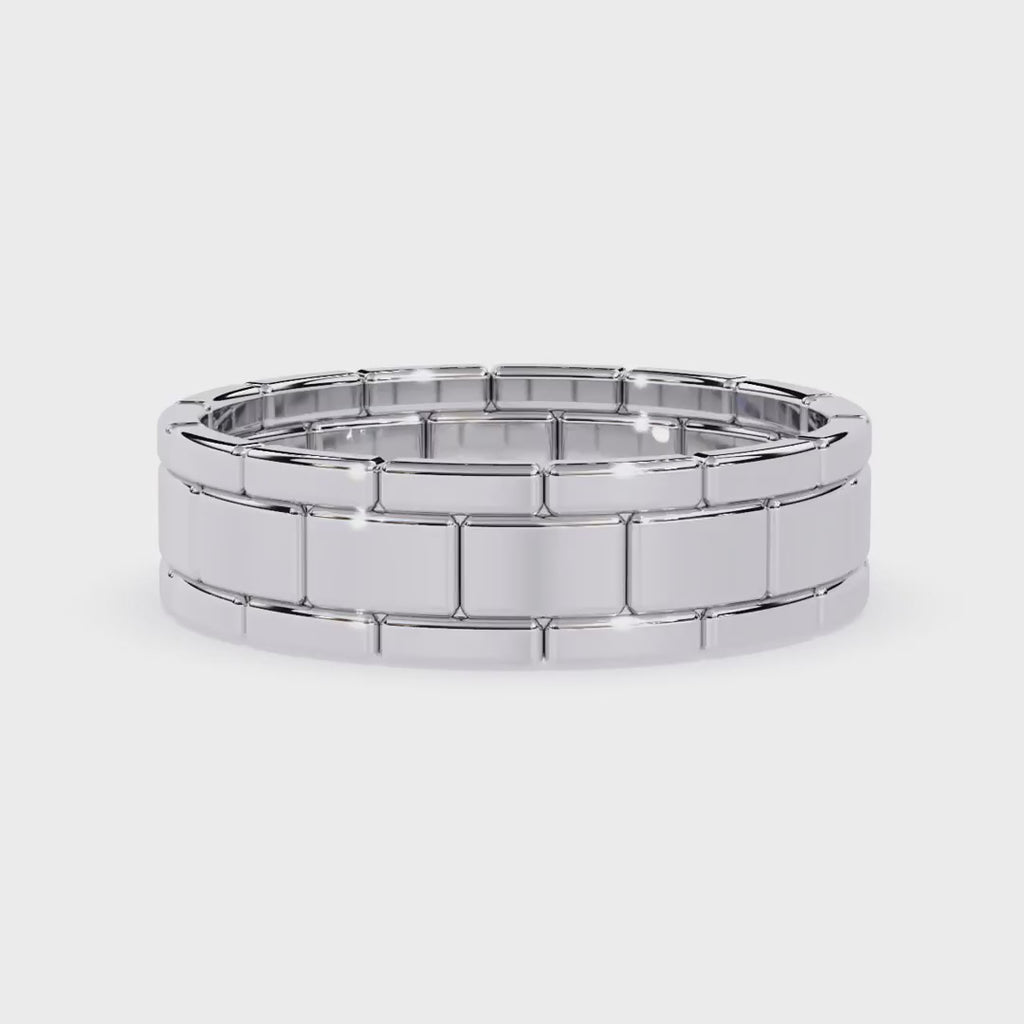 Modern wedding band for men and women with bold design