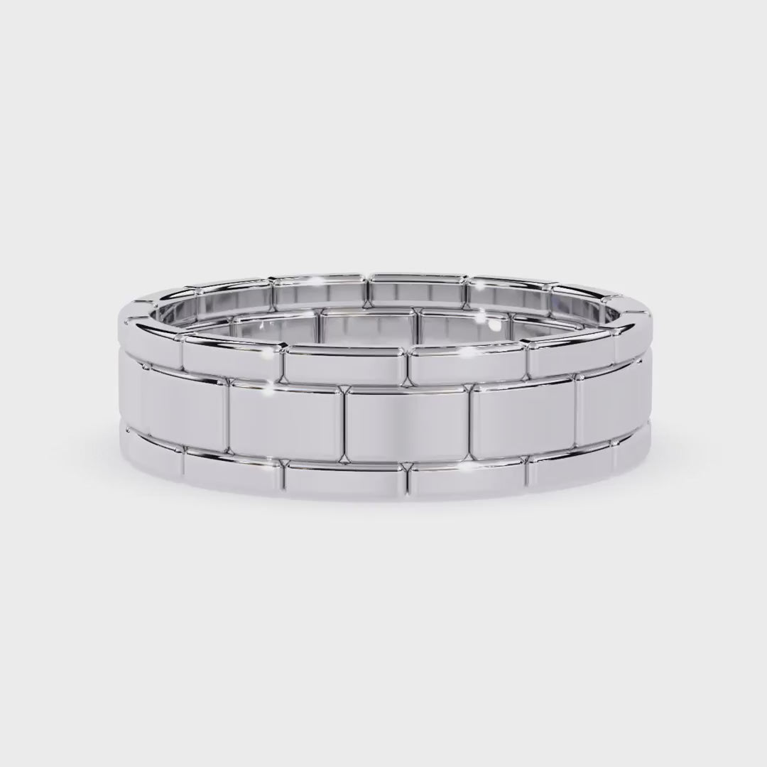 Modern wedding band for men and women with bold design