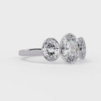 Three Stone Oval Lab Grown Diamonds Engagement Ring for Women