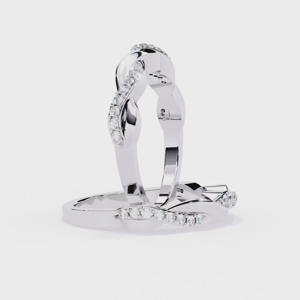 Pave Diamond Twist Infinity Band in Gold