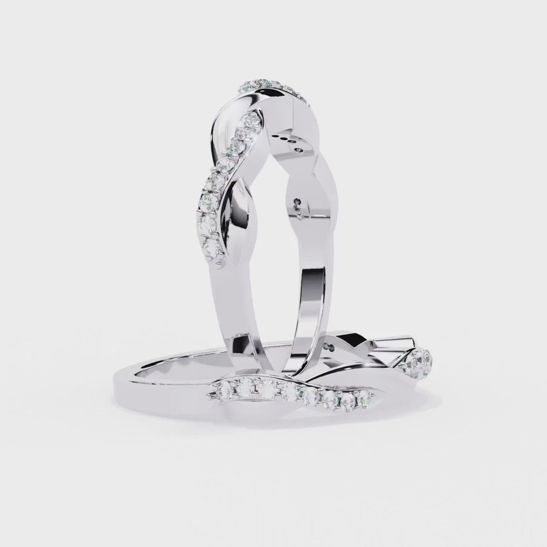 Pave Diamond Twist Infinity Band in Gold