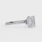 Lab grown diamond engagement ring with Emerald center
