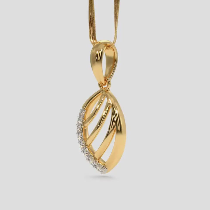 Diamond Accent Open Leaf Pendant in Gold