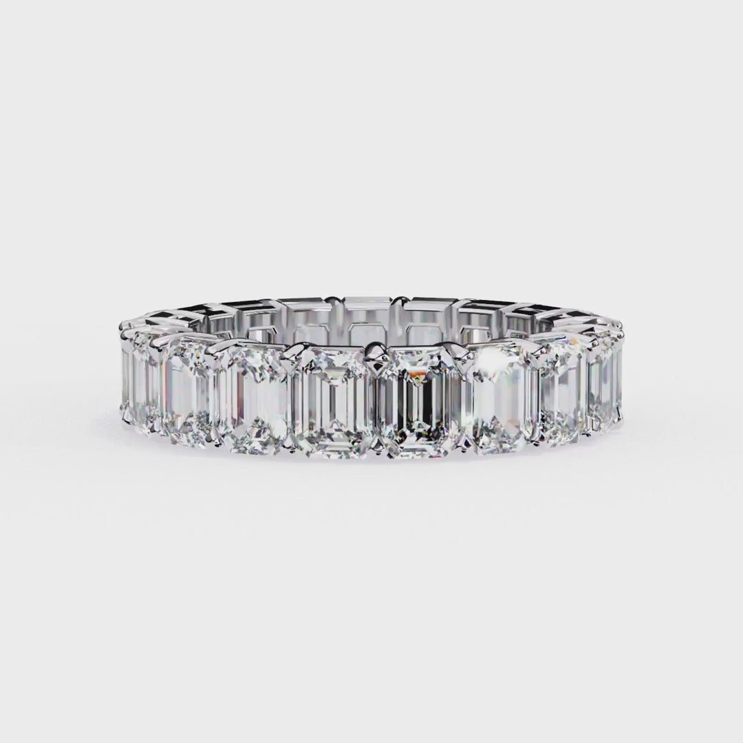 Elegant Emerald-Cut Full Eternity Diamond Band in Gold