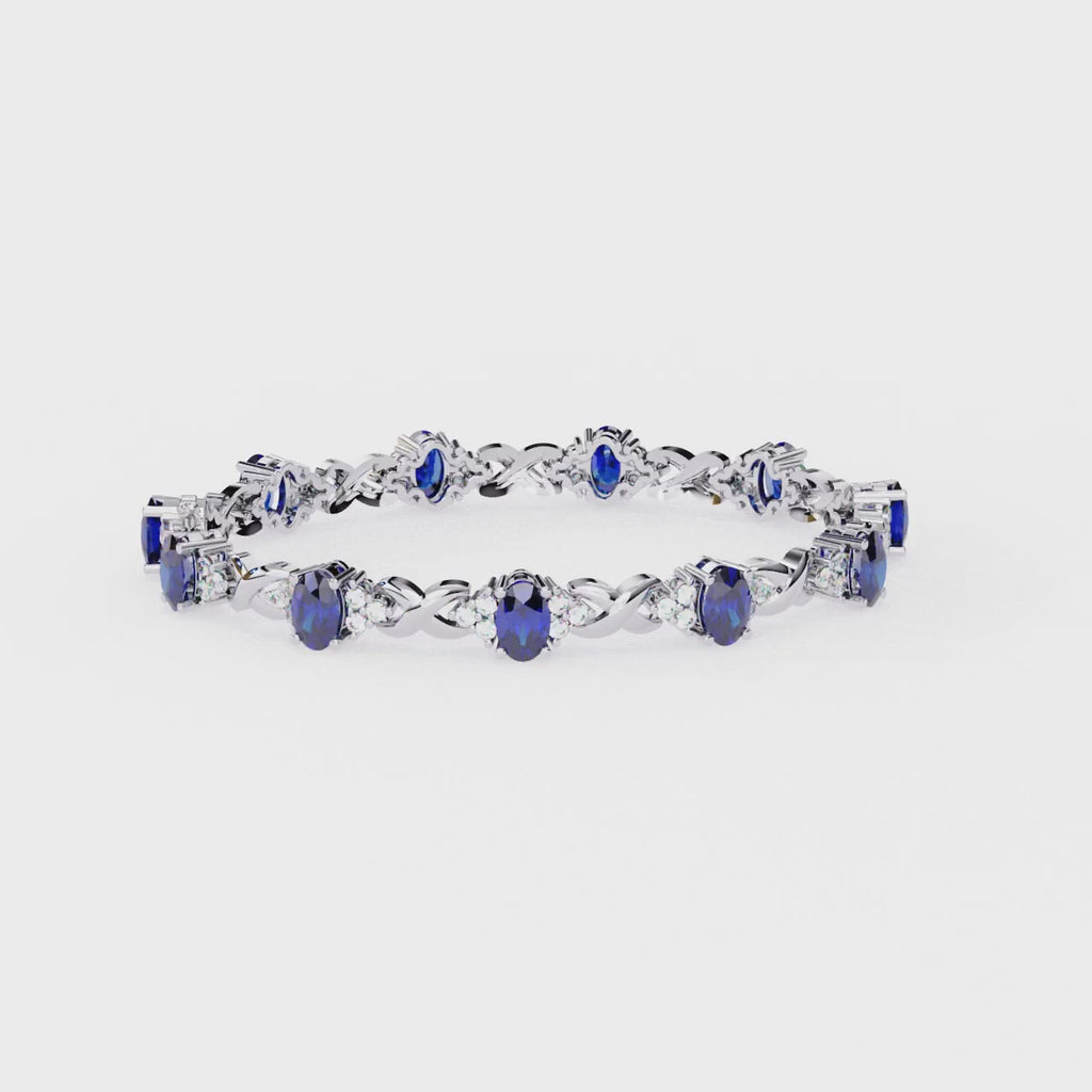 Blue Sapphire and diamond tennis bracelet