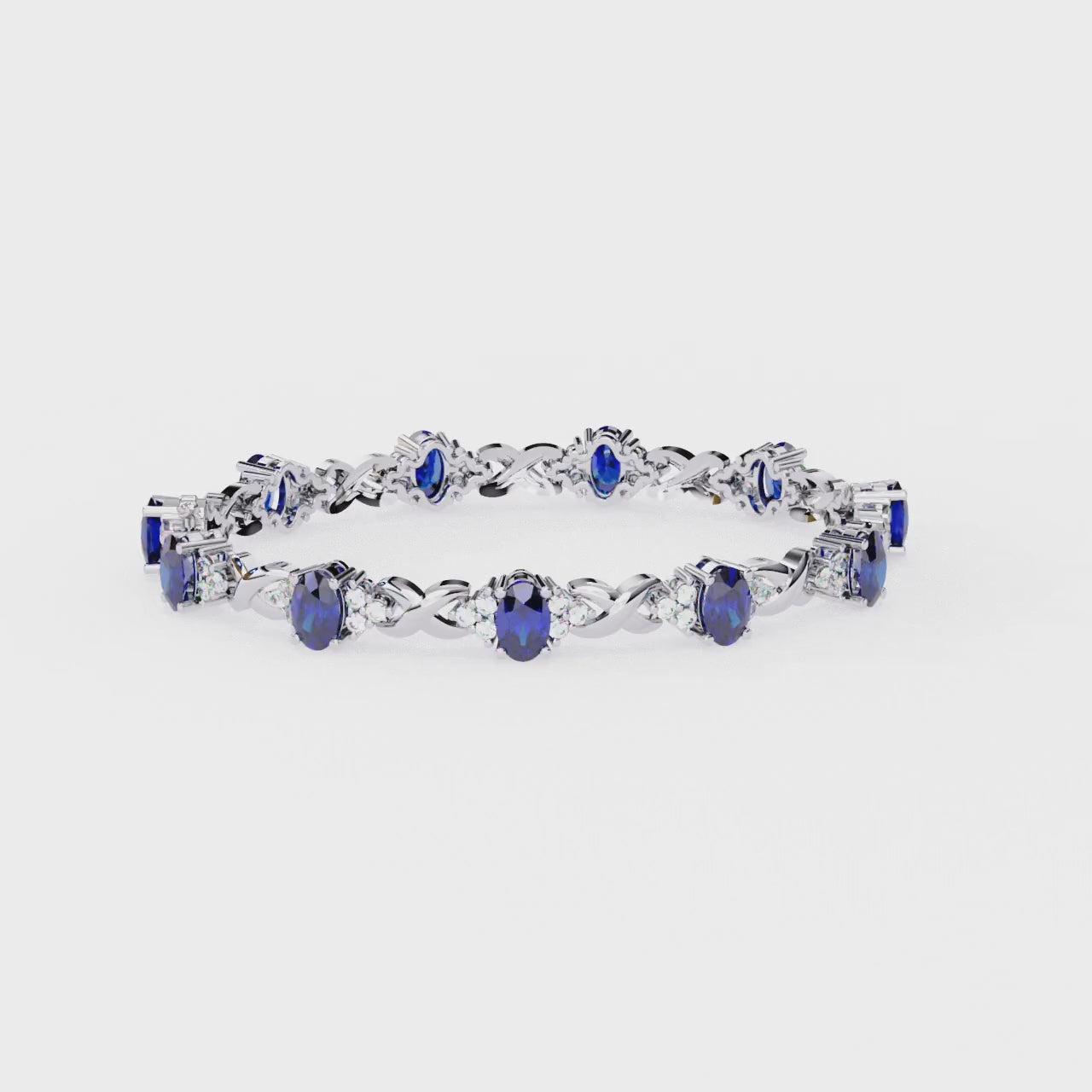 Blue Sapphire and diamond tennis bracelet