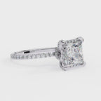 Modern princess cut diamond ring with pavé band