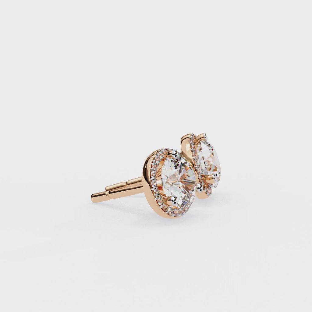 Round diamond halo stud earrings