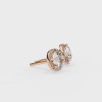 Round diamond halo stud earrings