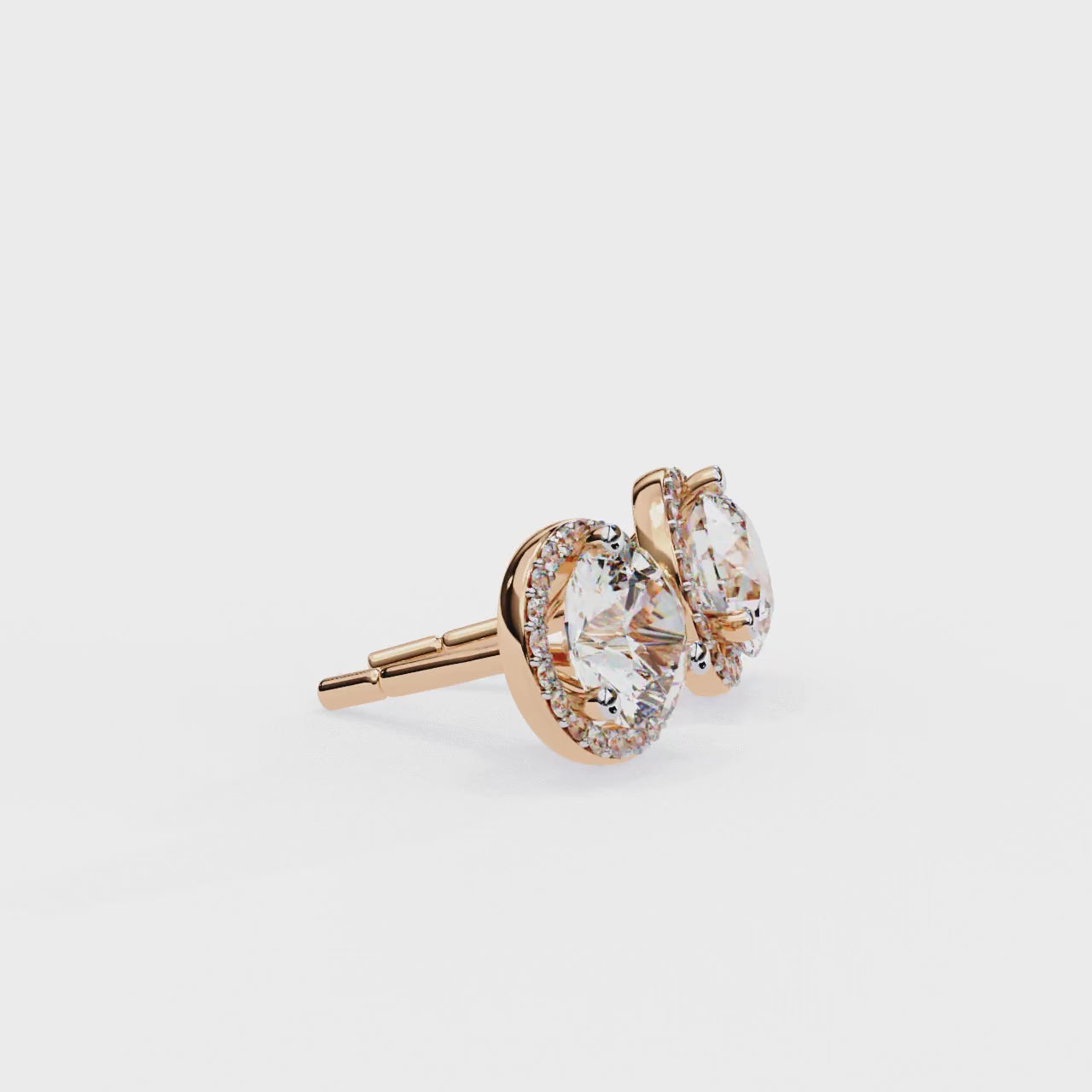 Round diamond halo stud earrings