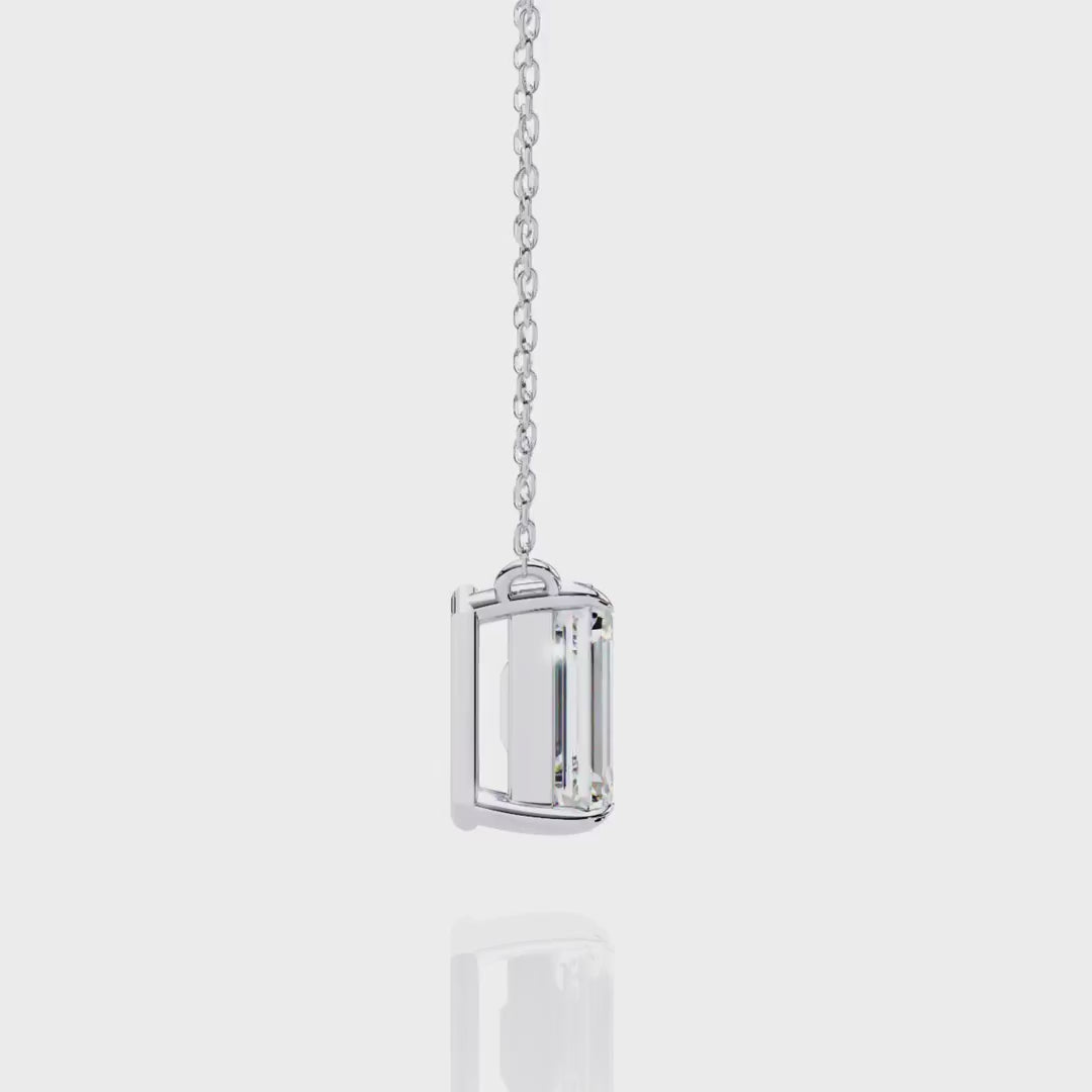 Minimalist Solitaire Emerald-Cut Diamond Pendant