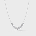 Curved Round Diamond Chain Necklace in White Gold