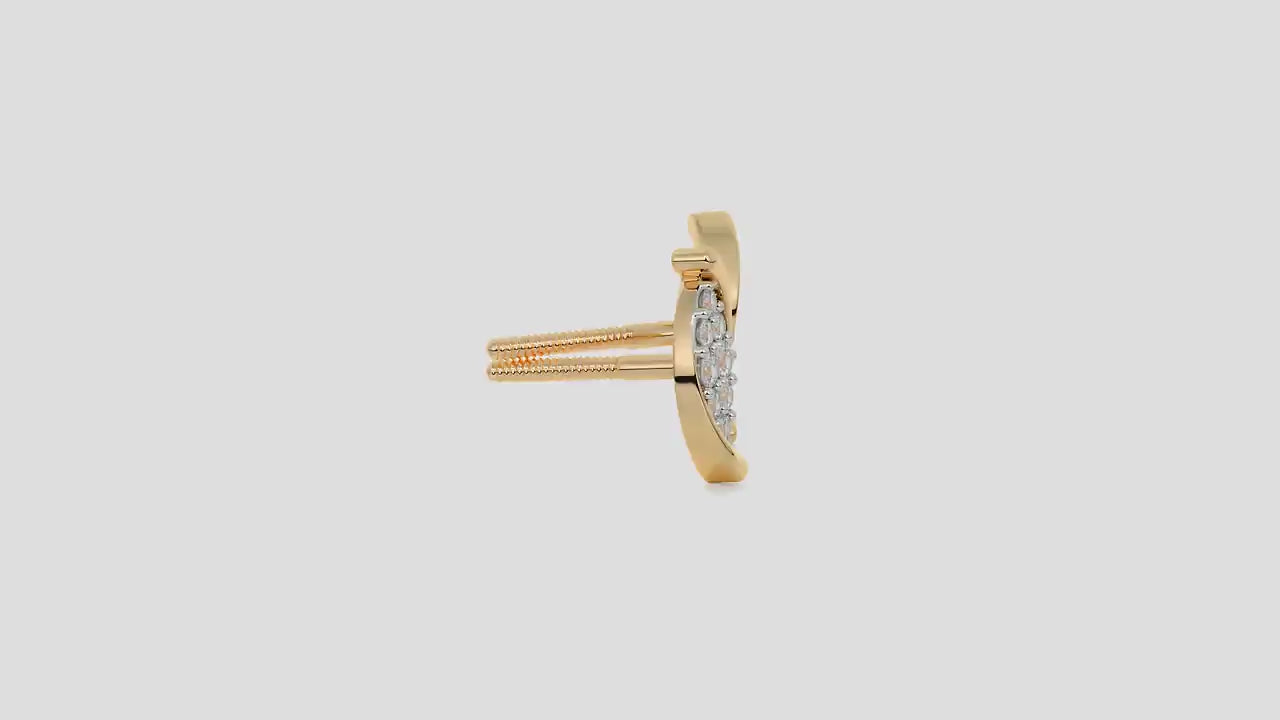 Flowing Wave Diamond Accent Stud Earrings in Gold