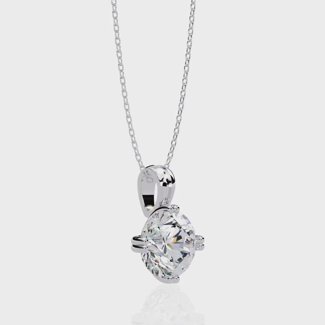 Beaded Prongs Round Diamond Solitaire Pendant in Gold