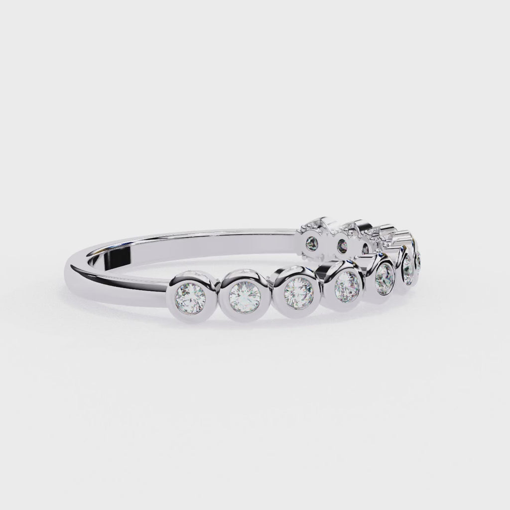 Bezel-set round diamond wedding band
