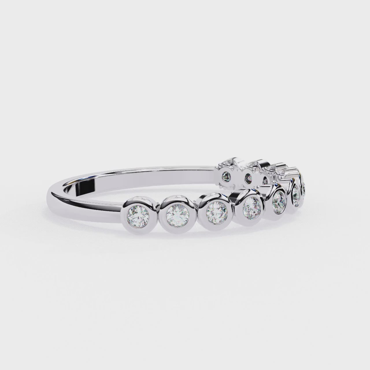 Bezel-set round diamond wedding band